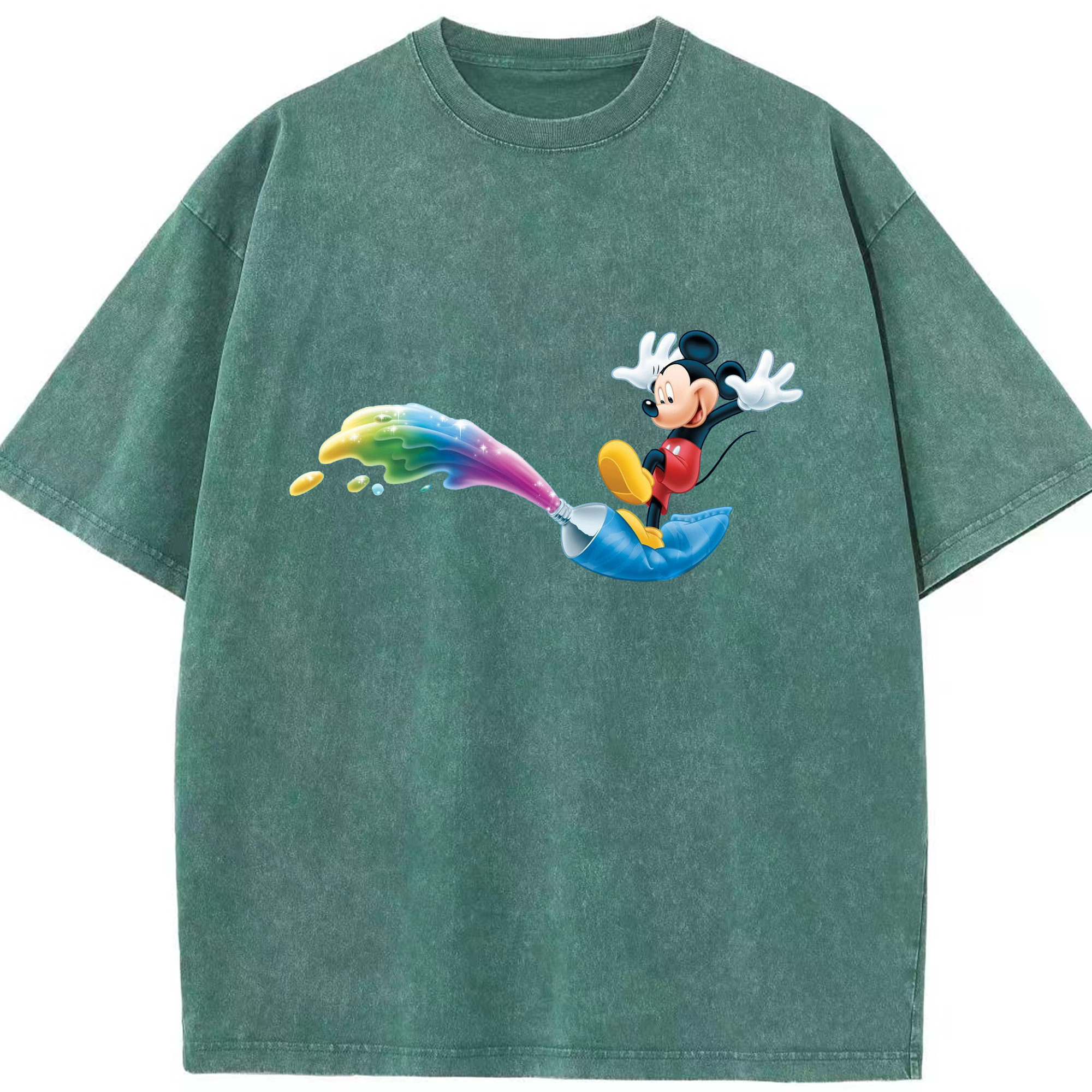 （画像用） ミッキーマウス Mickey Mouse 綿100% ヴィンテージ風 半袖Tシャツ（フロントプリント）